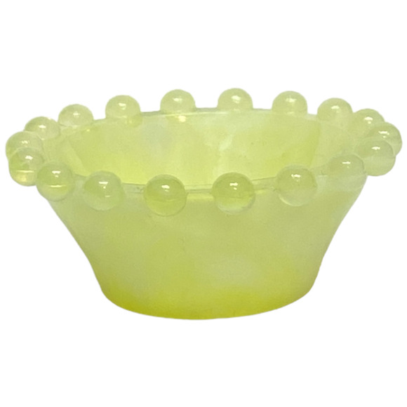 Open Salt Dish Candlewick Boyd Glass 2000 Lemon Splash Swirl Vaseline GLOWS - Picture 3 of 10